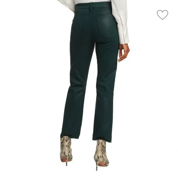 FRAME Le High Straight leg jeans | Raw Stagger Coated Jeans -green pine - Picture 13 of 14